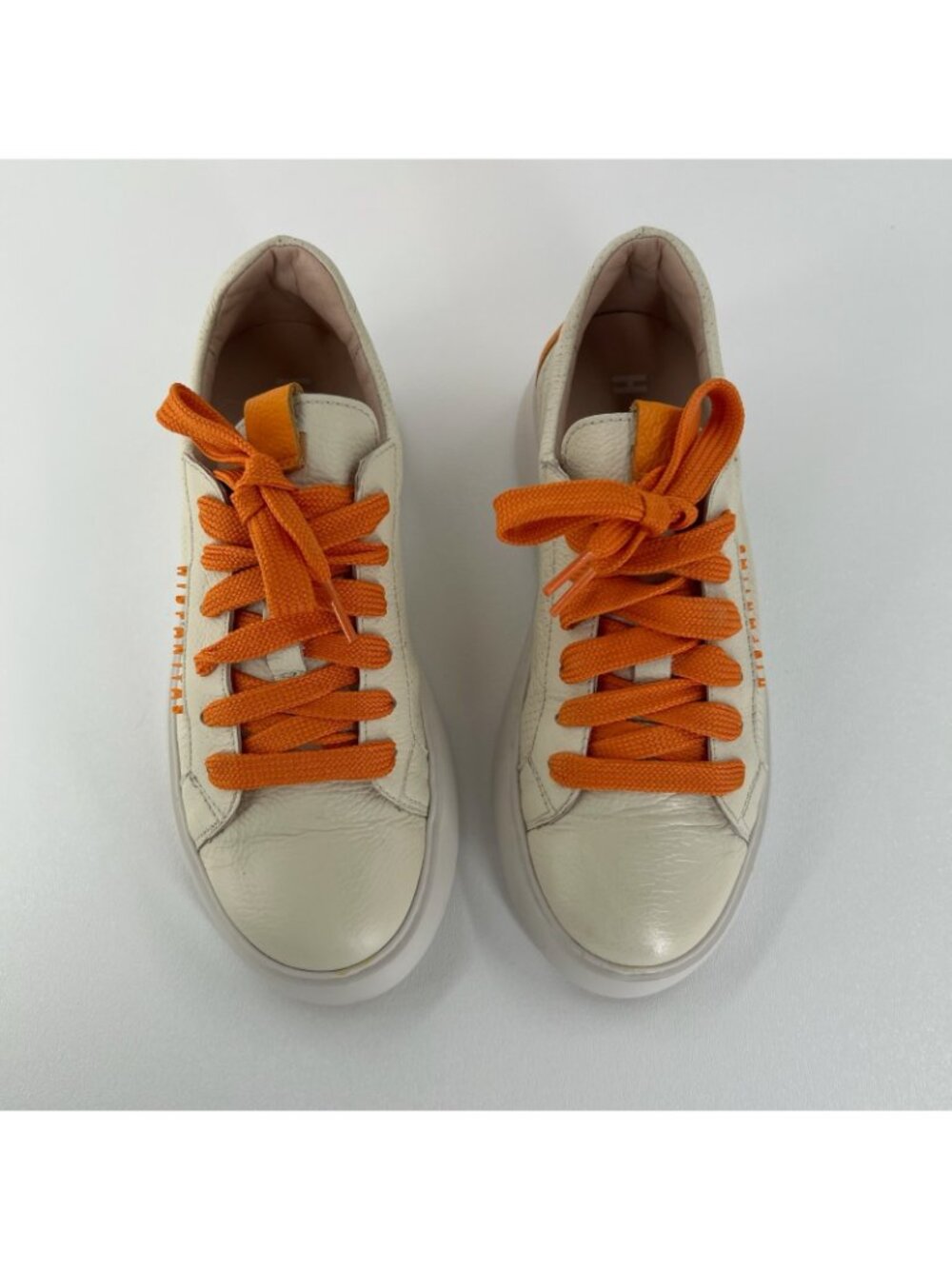 Hispanitas Oceania Mandarin Leather Sneakers Womens 36 Triflow Gel Cream Orange - Picture 9 of 14